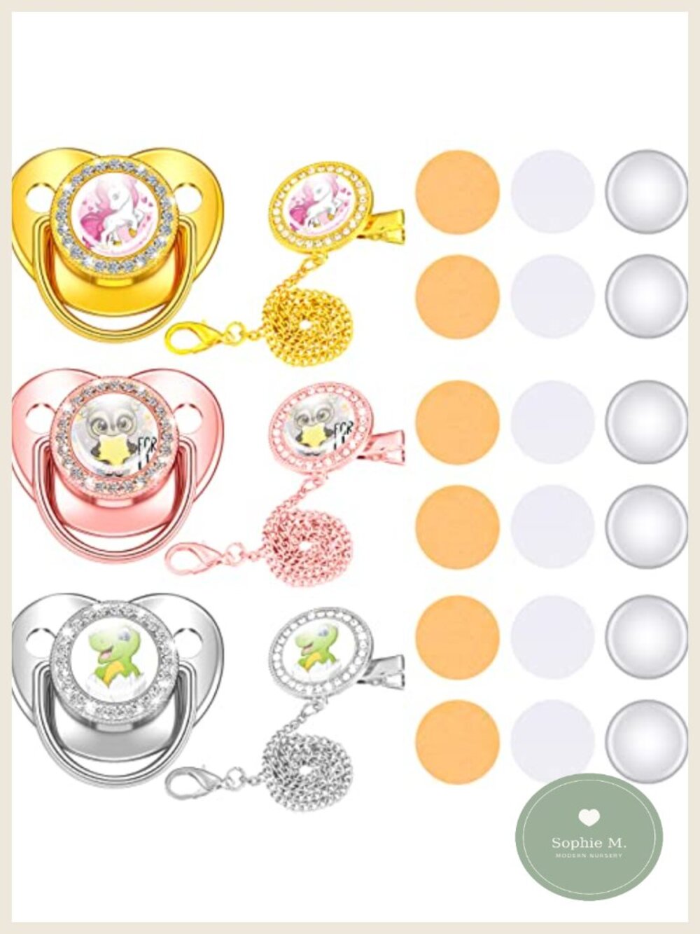 3 Pc Personalized Pacifier Clip Set BPA Free Silicone DIY Sublimation Blanks
